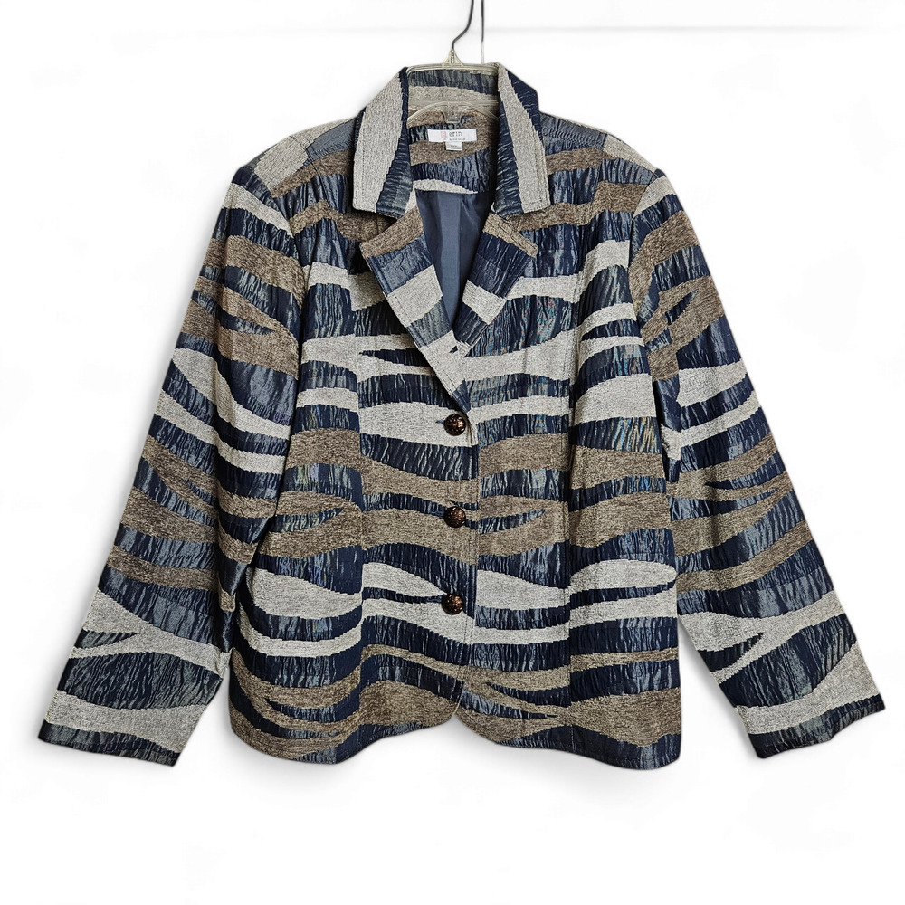 Erin London Women's NWT Vintage Animal Print Metallic Blazer Jacket Size 1XP